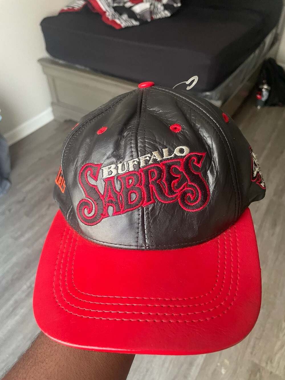 Vintage 90s Buffalo Sabres NHL Modern Genuine Leather Strapback Hat